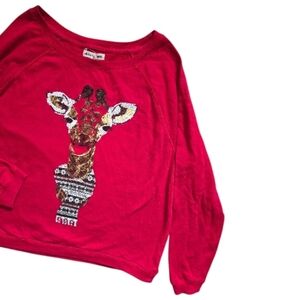 Bethany Mota Red Sequin Giraffe Sweatshirt - M